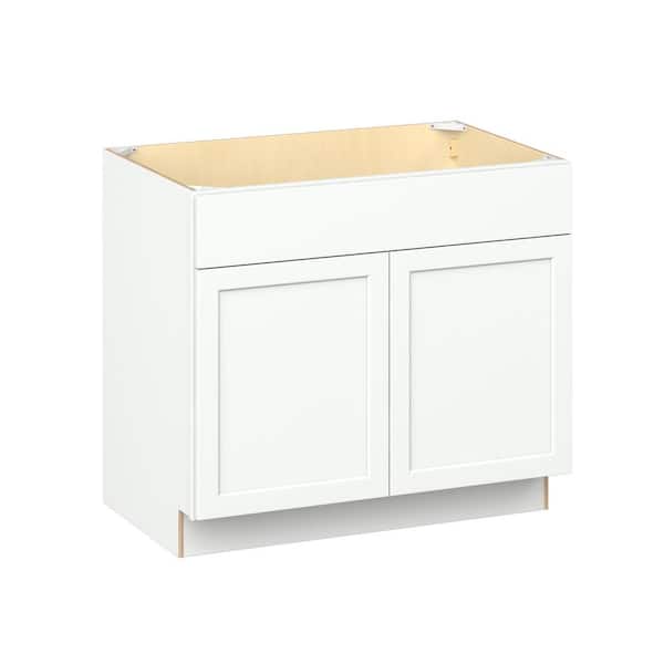 Emerson Pure White Base Sink Base with 2-Door Ready to Assemble Kitchen Cabinet (39 in. W x 34.5 in. H x 24-in. D)