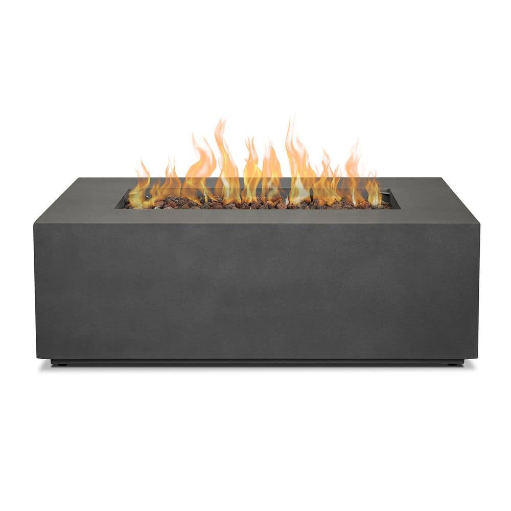 Weathered Slate Rectangular Gas Fire Pit Table