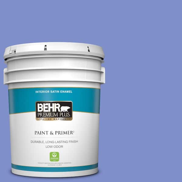 BEHR PREMIUM PLUS 5 gal. #P540-5 Pansy Garden Satin Enamel Low Odor Interior Paint & Primer
