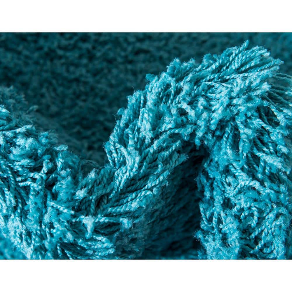 Blue Shag Reversible Synthetic Runner Rug