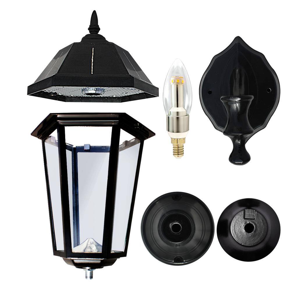Topaz Black Aluminum Solar LED Outdoor Post Light