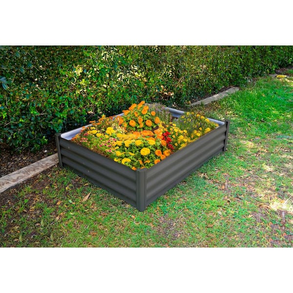 48 in. W x 36 in. D x 12 in. H Woodland Gray Galvanized Metal Raised Garden Bed