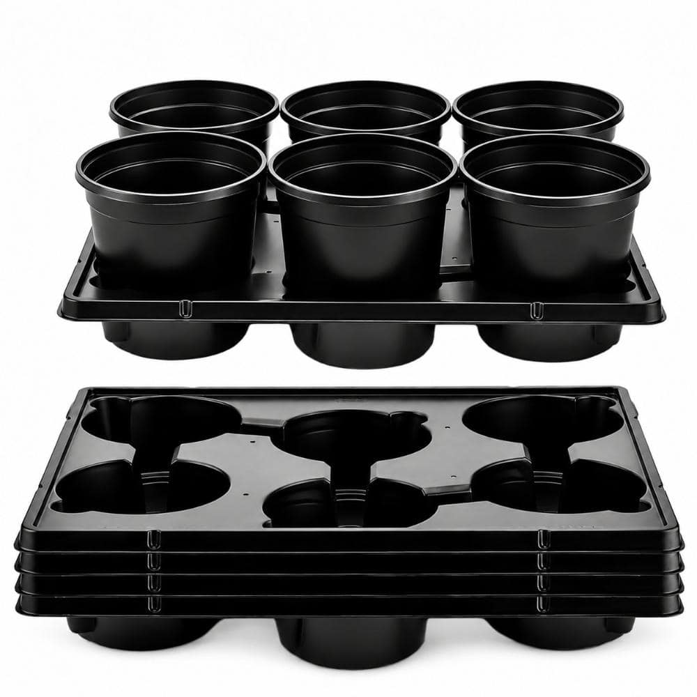 6 inch black indoor outdoor thick plastic nursery planter pots and
