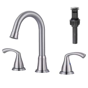 8 in. Widespread Double Handle Bathroom Faucet in Brushed Nicekl
