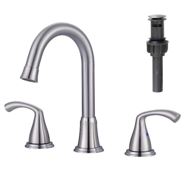 ARCORA 8 in. Widespread Double Handle Bathroom Faucet in Brushed Nicekl