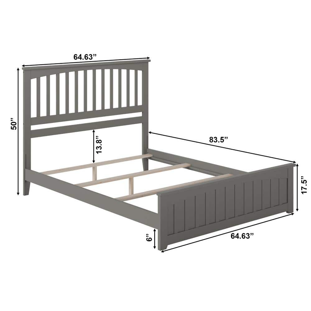 Atlantic Grey Queen Mission Solid Wood Platform Bed
