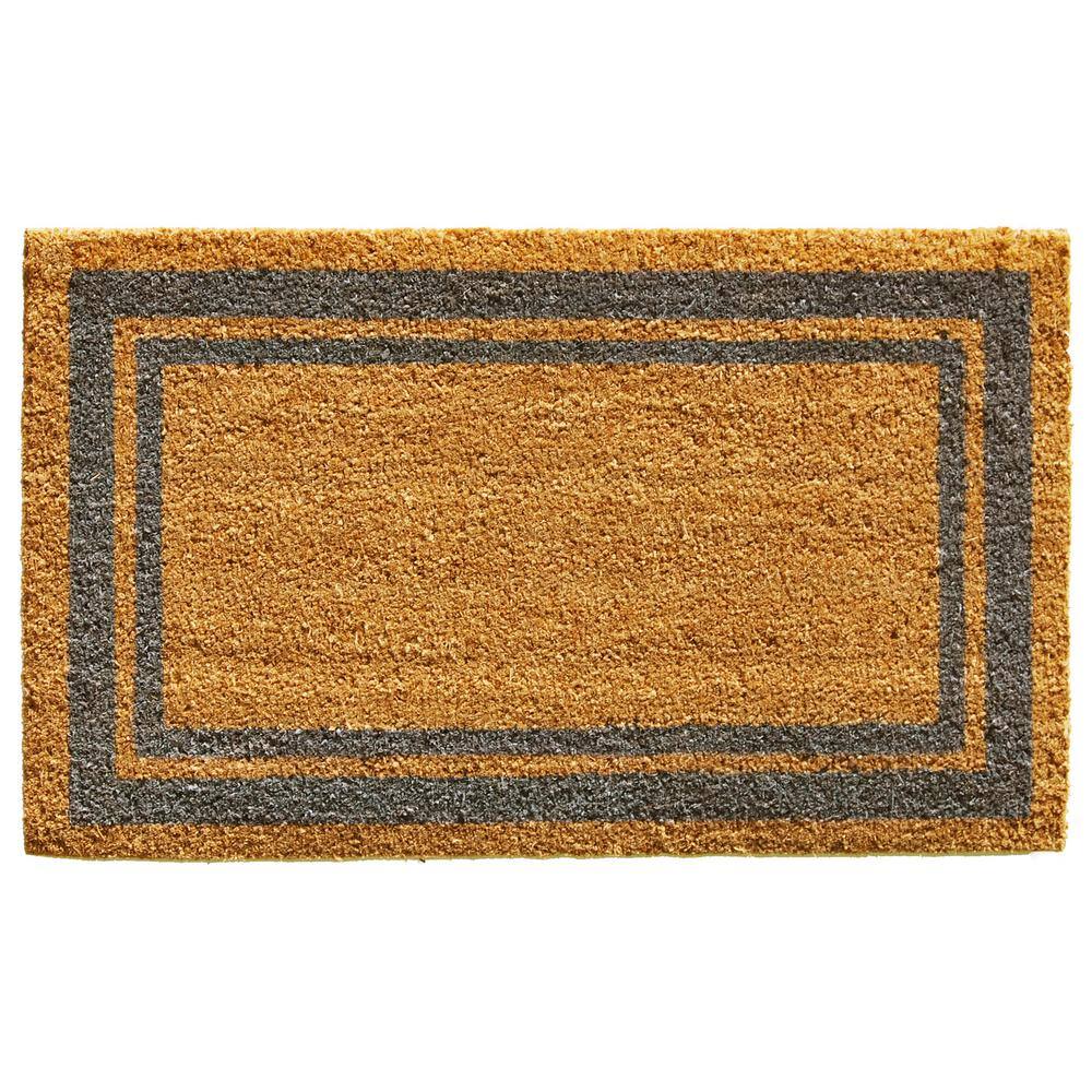Periwinkle Border Coir Outdoor Rectangular Doormat 2-ft x 3-ft
