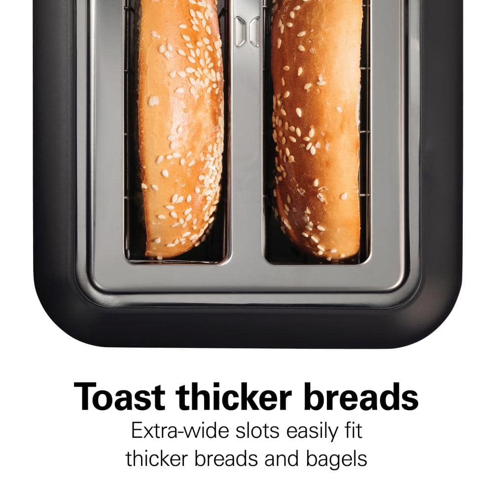 Matte Black and Stainless Steel 2-Slice Long Slot Toaster