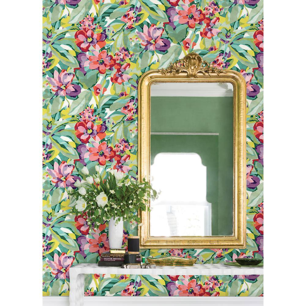 Multicolor Vinyl Floral Peel and Stick Wallpaper Roll