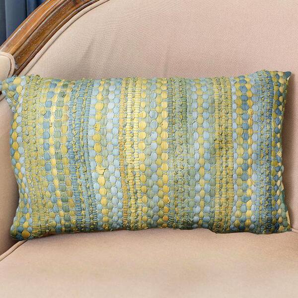 LR Home Contemporary 16 in. x 24 in. Blue/Yellow Rectangle Decorative Accent Pillow