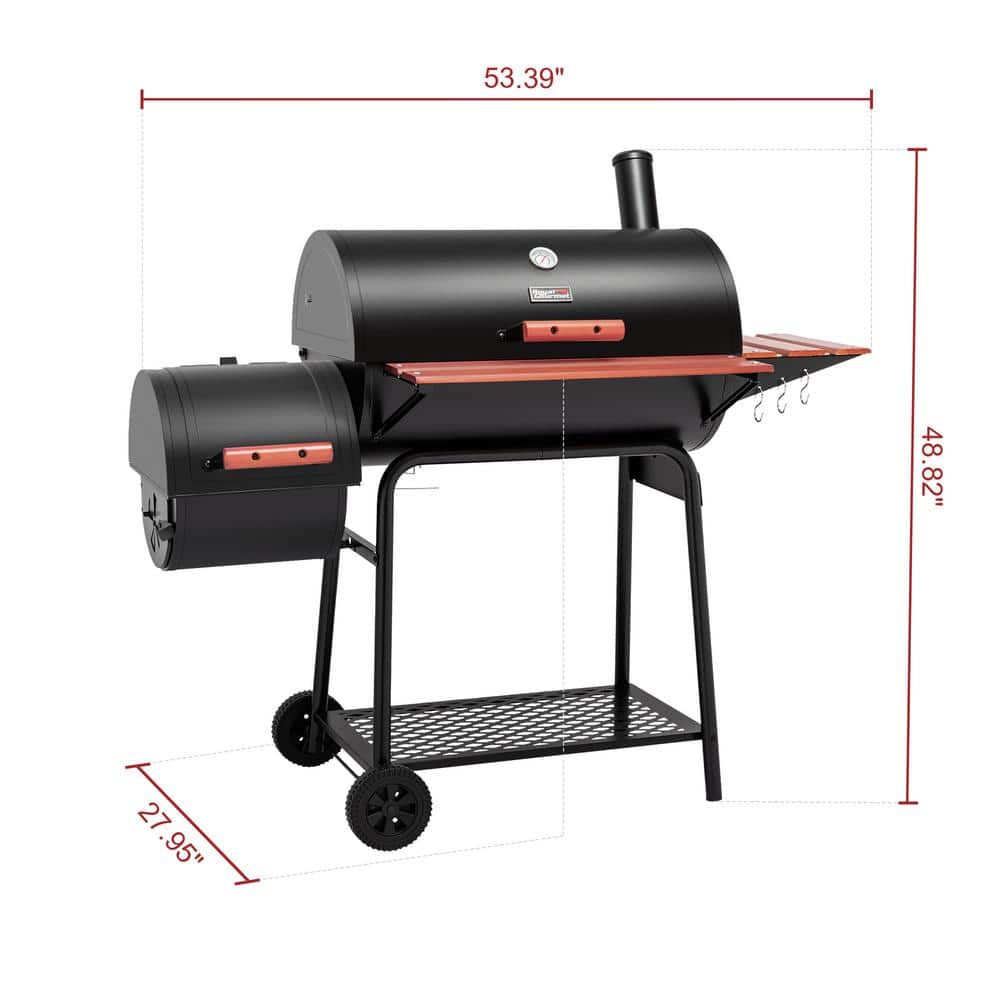 Royal Gourmet 30" Black Barrel Charcoal Grill with Smoker