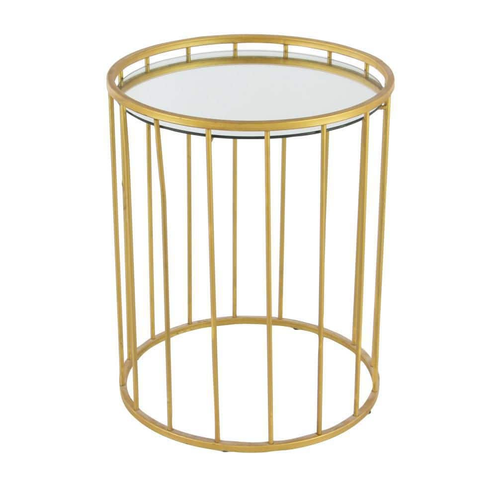 Sleek Gold Metal & Mirrored Glass Round Nesting Tables - Set of 3