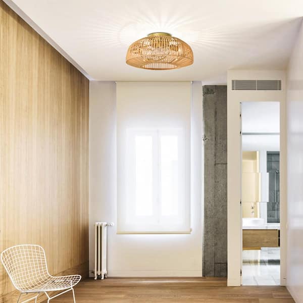 Heritage 19.6 in. 4-Light Indoor Natural Rattan Cage Enclosed Ceiling Fan