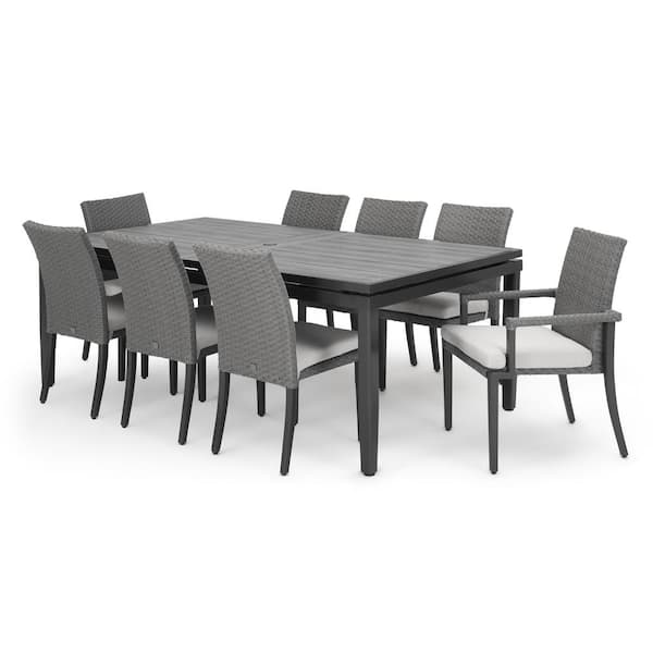 Rst Brands Vistano 9 Piece Wicker Outdoor Dining Set With Canvas Flax