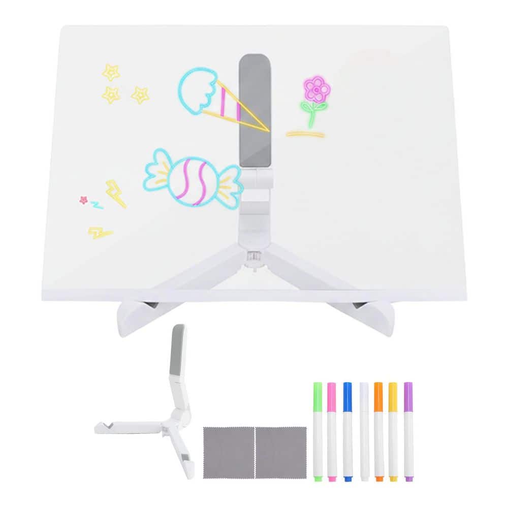 ホワイトボード LEDライト付き Acrylic LED Light Up Dry Erase Board with 7 Colorful Markers and
