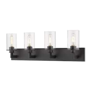 Savannah 31.5 in. 4-Light Bronze Vanity Light with Clear Glass