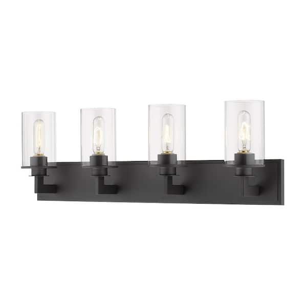 Unbranded Savannah 31.5 in. 4-Light Bronze Vanity Light with Clear Glass