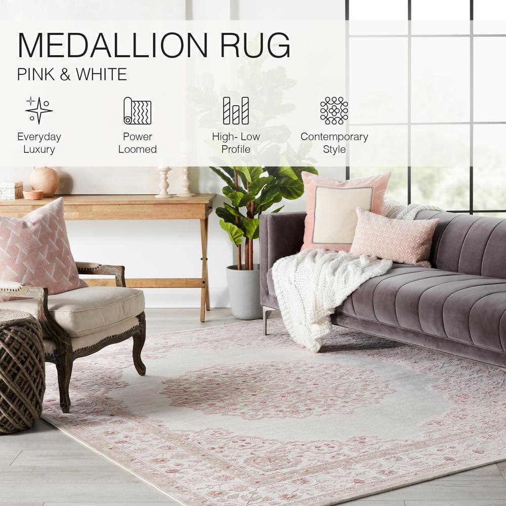 Gray Medallion Tufted Rectangular Wool-Chenille Blend Rug