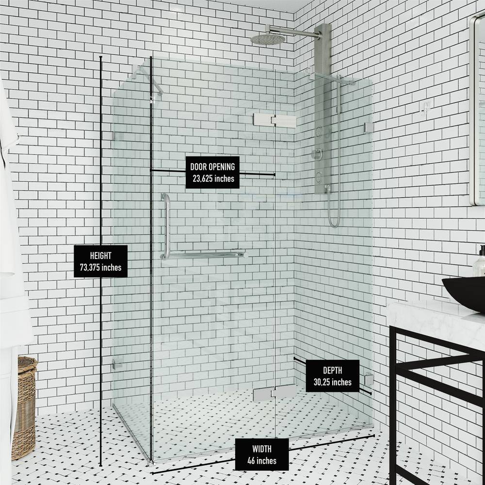 Monteray Frameless Clear Glass Shower Enclosure with Brushed Nickel Hardware