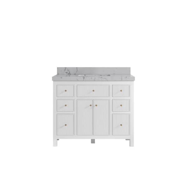 Willow Collections Sonoma 42 in. W x 22 in. D x 36 in. H Single Sink Bath Vanity in White with 2" Venatino Qt. Top
