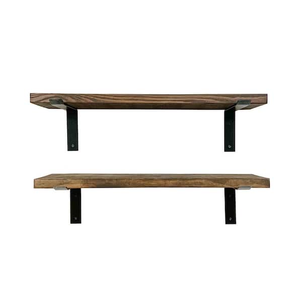 Del Hutson Designs Industrial Bracket 36 in. W x 10 in. D Floating Decorative Shelves (Set of 2)