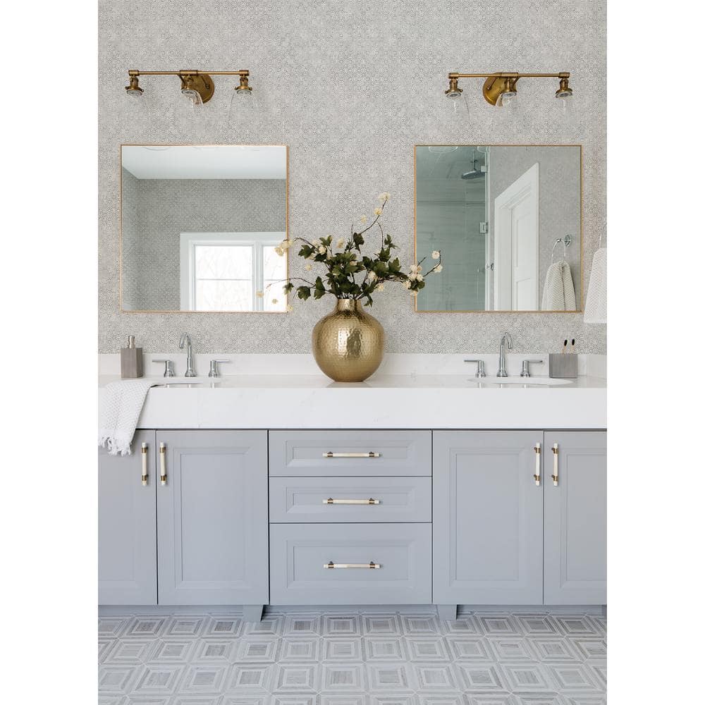 Khauta Sterling Gray Floral Geometric Non-Woven Wallpaper Roll