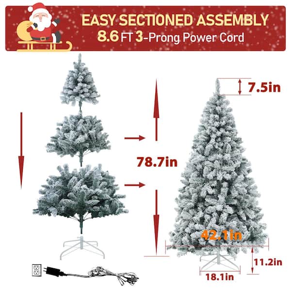 VEIKOUS 6.5 ft. Pre-Lit LED Flocked Artificial Christmas VEIKOUS 6.5 ft. Pre-Lit LED Flocked Artificial Christmas
