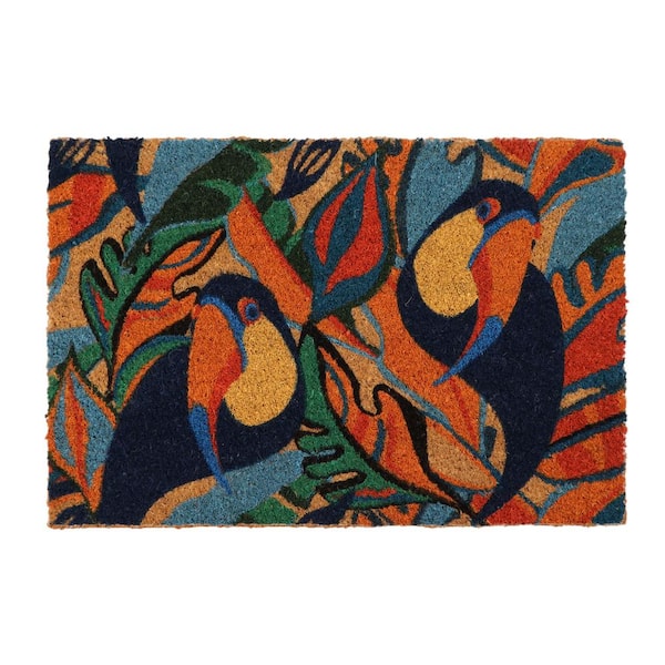 EVIDECO French home goods Toucans Multicolor 16 in. x 24 in. Coconut Sheltered Front Door Mat
