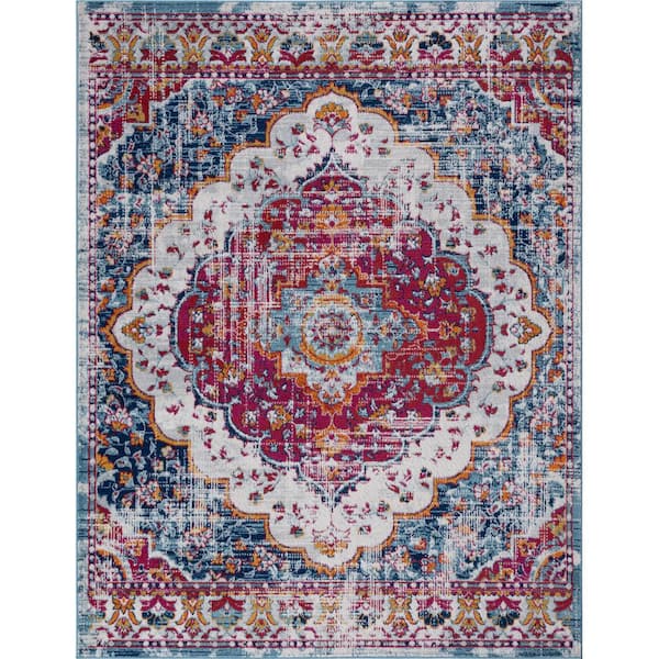 Tayse Rugs Diamond Medallion Red 5 ft. x 8 ft. Indoor Area Rug