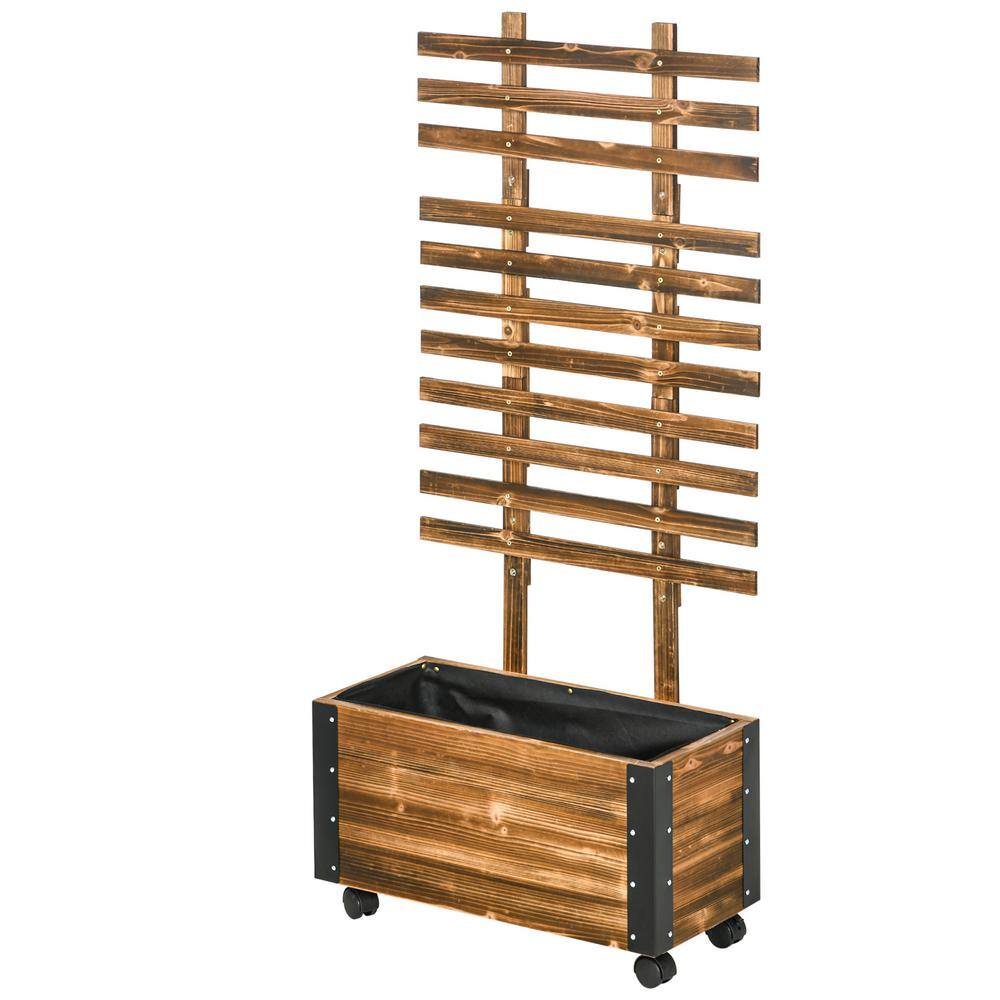 25 in. L x 12 in. W x 58 in. H Raised Garden Bed with Trellis, Wooden Plant