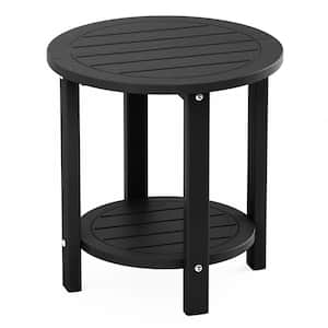 16.9 in. H Black Round Double Layer Plastic Adirondack Outdoor Side Table