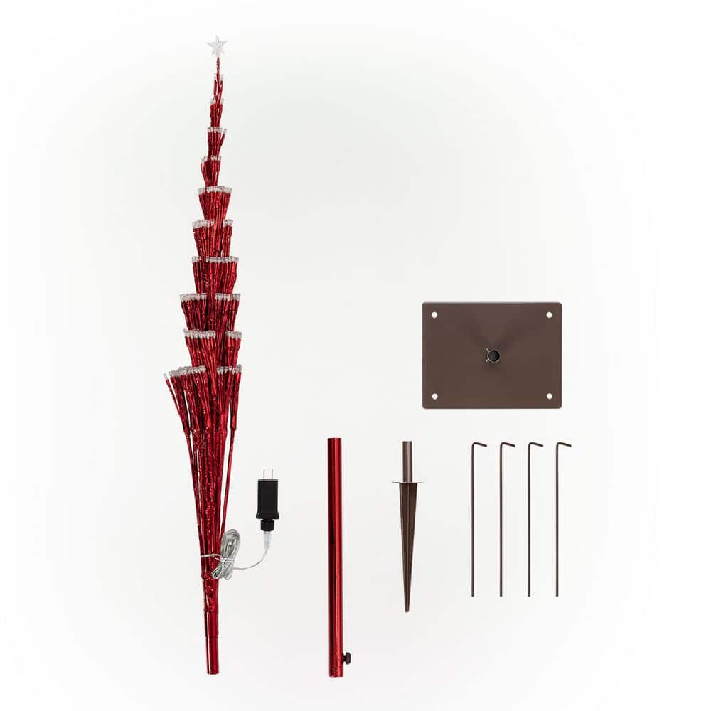 Alpine Red 53" Outdoor Christmas Tree with LED Lights