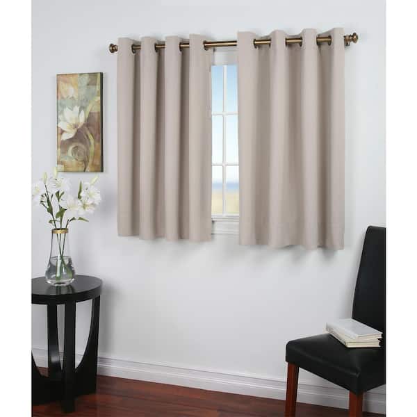 RICARDO Putty Polyester Solid 56 in. W x 36 in. L Grommet Blackout Curtain