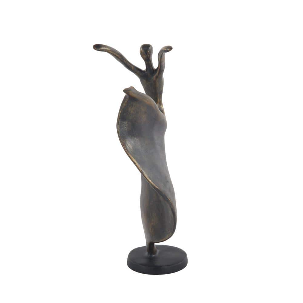13" Brass Polystone Dancer Sculpture with Metallic Gold Finish