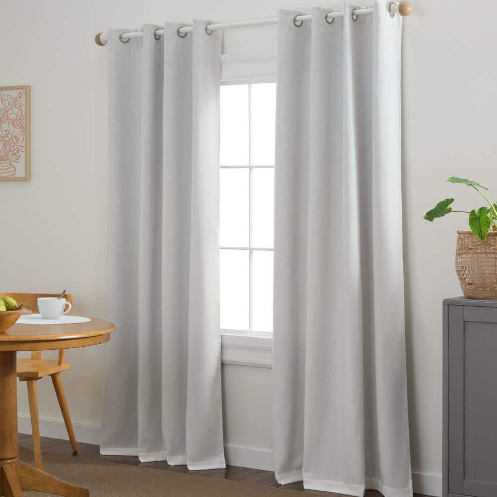 Ivory Linen Texture Blackout Grommet Window Panels, 50" x 84"