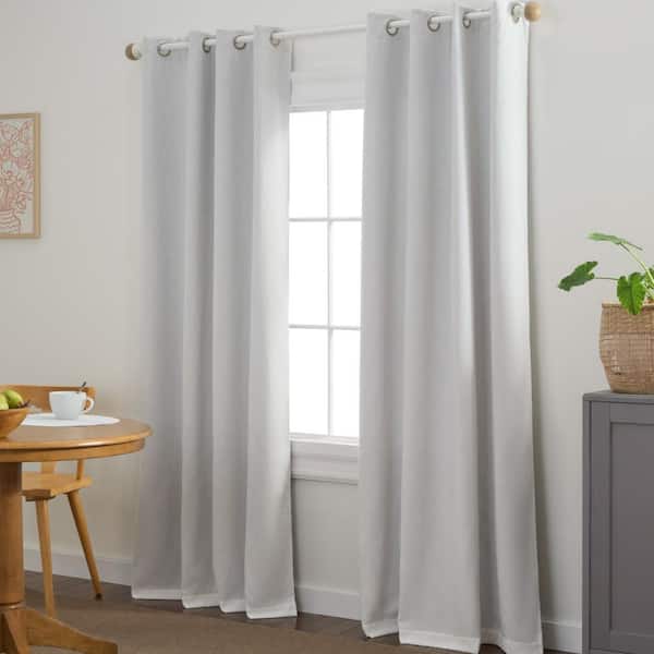 TOWN & COUNTRY BASICS Selena Solid Linen Texture 50 in. W x 84 in. L Polyester Room Darkening Sage Ivory Curtain (Set of 2)
