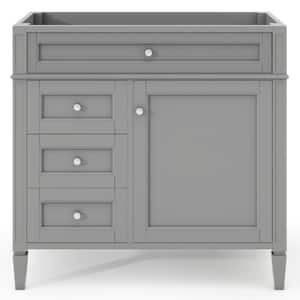 36 in. W x 18 in. D x 33 in. H Bath Vanity Cabinet without Top in Grey with 2-Drawers and a Tip-out Drawer