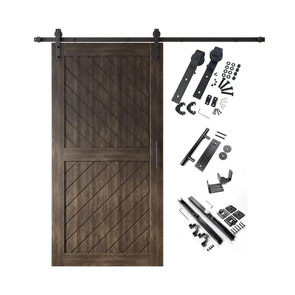 HOMACER JT2 32 in. x 80 in. C-Panel Ebony Fishbone Design