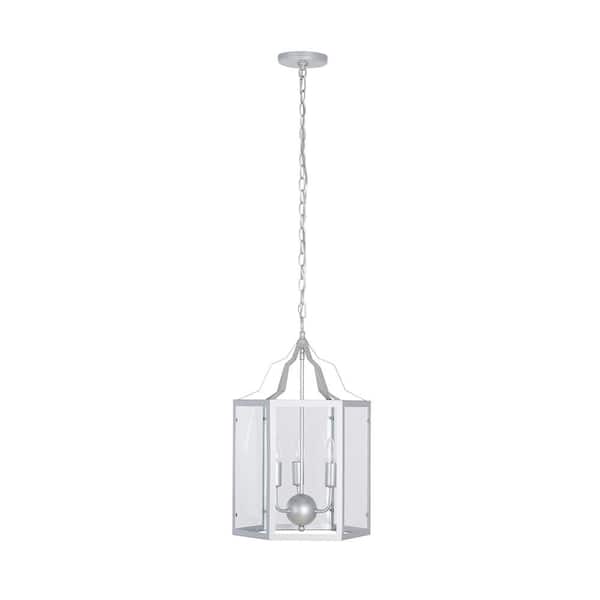 Cresswell 3-Light Silver Traditional Pendant and LED Bulb