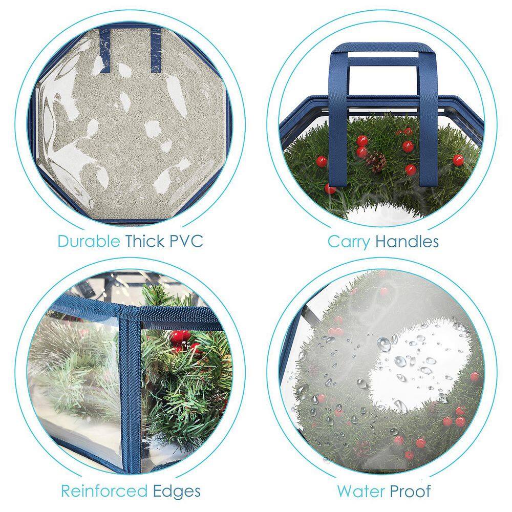 36 in. Blue PVC Wreath Storage Container-2-Pack