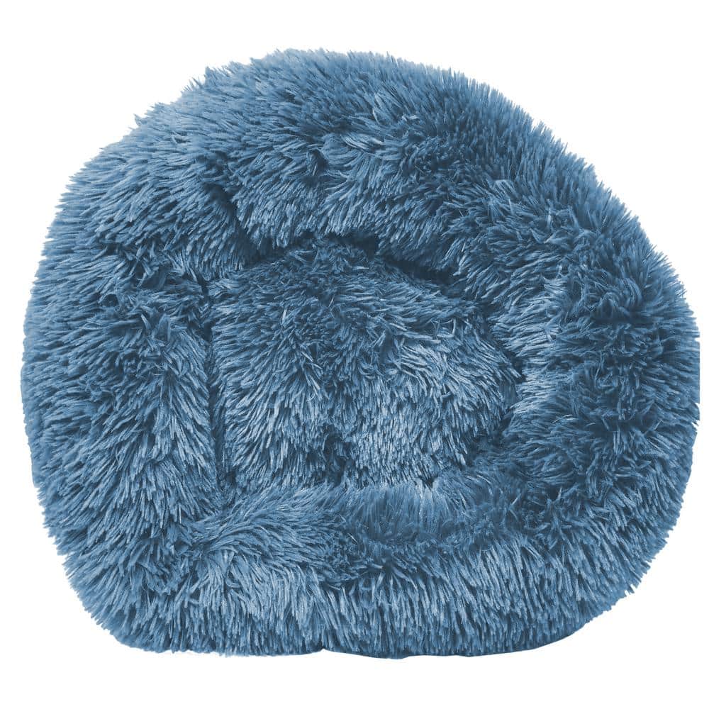 Large Blue Plush High-Grade Rounded Pet Bed