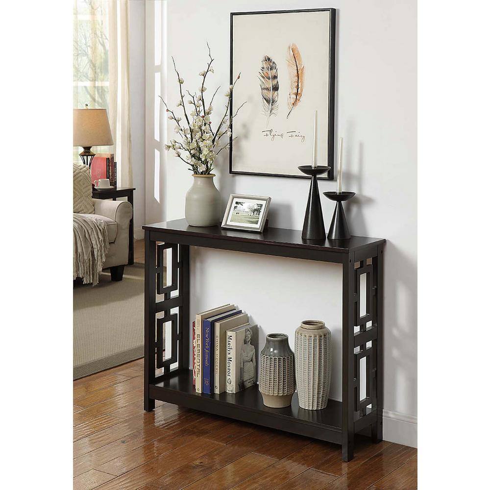 Town Square Espresso 40" Wood Console Table with Storage Shelf