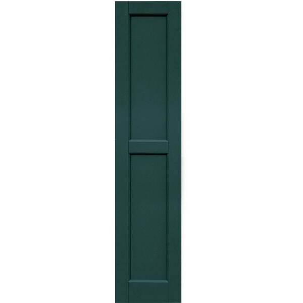 Winworks Wood Composite 12 in. x 55 in. Contemporary Flat Panel Shutters Pair #633 Forest Green