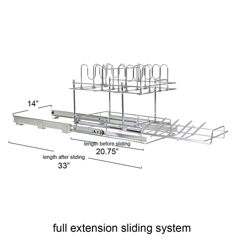 Chrome-Plated Steel 2-Tier Pull-Out Kitchen Organizer