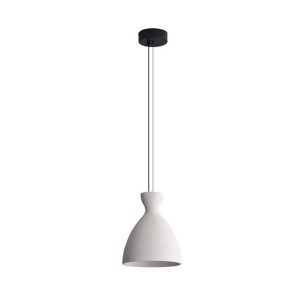 Aethera 12-Watt 1 Light White Sandstone Cement Integrated LED Pendant Light with White Sandstone Cement Shade