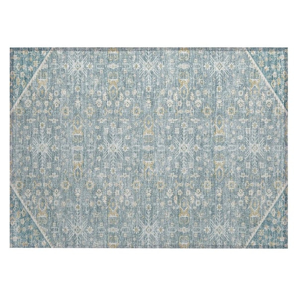 Chantille Machine Washable Indoor/Outdoor Abstract ACN3050 Teal 3 ft. x 4 ft. Area Rug