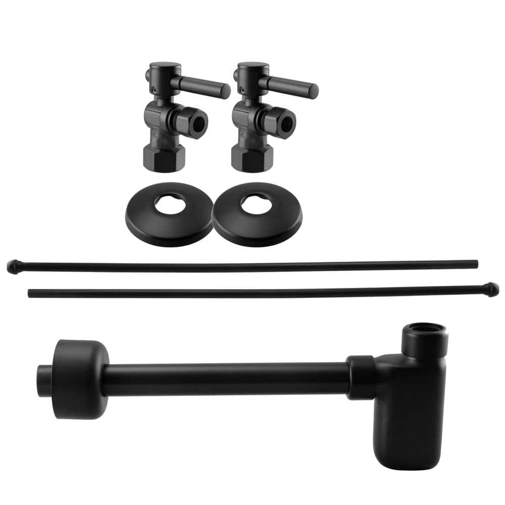 1/2 in. IPS Lever Handle Angle Stop Complete Pedestal Sink Installation Kit in Matte Black price history on PriceWatchPro