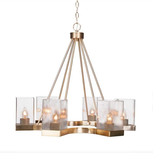 Unbranded Kingsport 6 -Light New Age Brass Cluster Chandelier for Dinning Table with 4 in. Clear Bubble Glass no Bulbs Included