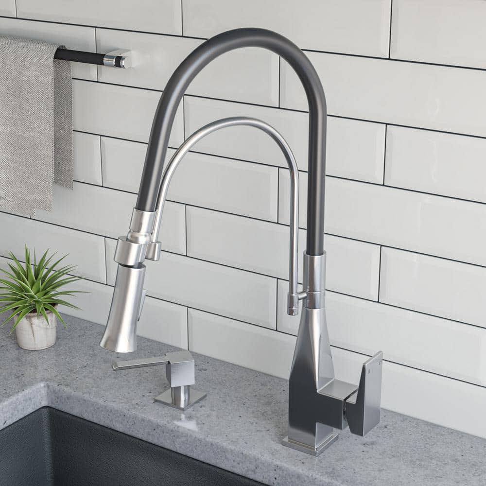 Brushed Nickel Pull-Down Kitchen Faucet with Spray