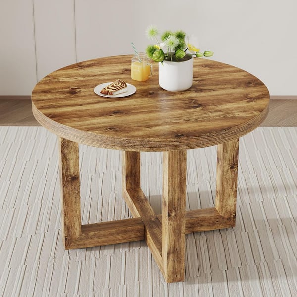 Zeus & Ruta 42 in. x 42 in. x 30 in. Round Dining Table with MDF Tabletop And Wooden MDF Legs for Living Room and Bedroom